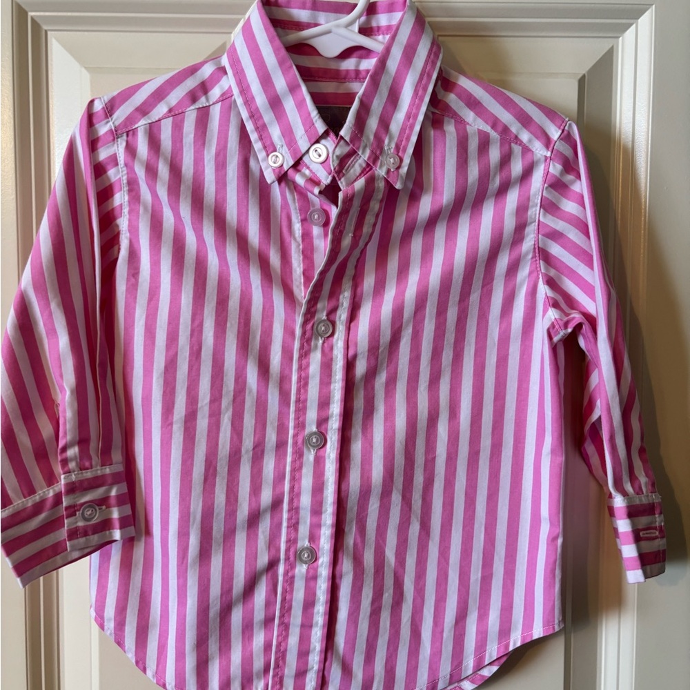 Pink Striped Boys Shirt, 18M